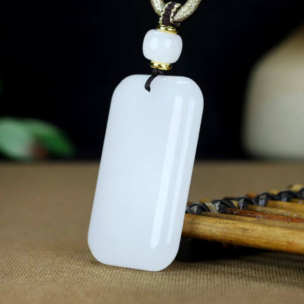 正品和田白玉无事牌吊坠羊脂白玉玉石平安扣挂坠玉坠男女生日礼物