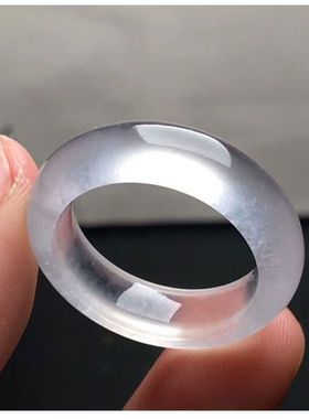 白冰玉戒指高冰起光玛瑙玉戒圈