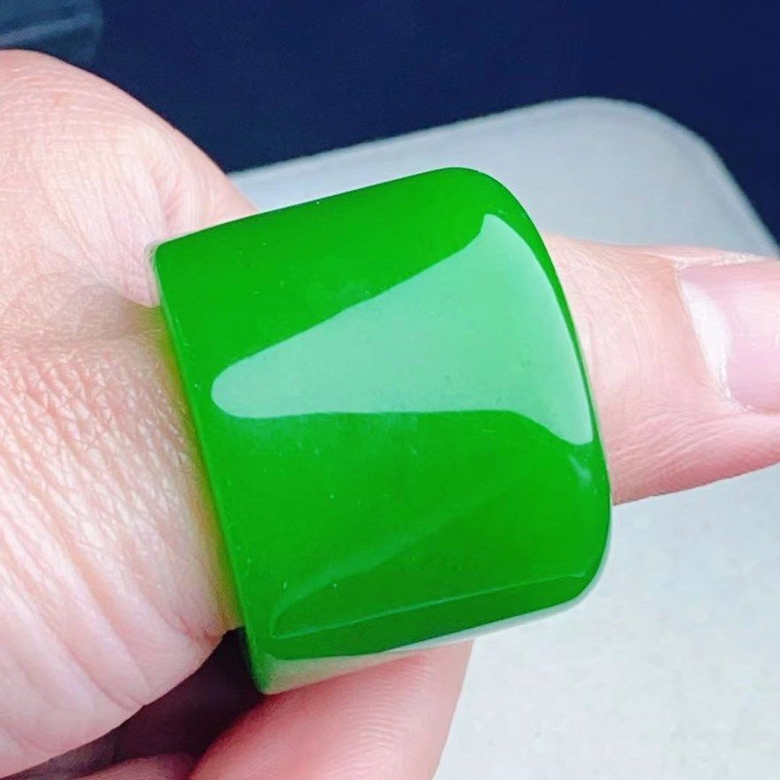 然缅甸老坑A货翡翠冰种扳指男士