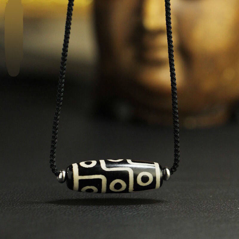 九眼天珠项链锁骨横穿吊坠男女士款西藏天然真品黑白天眼藏族挂件