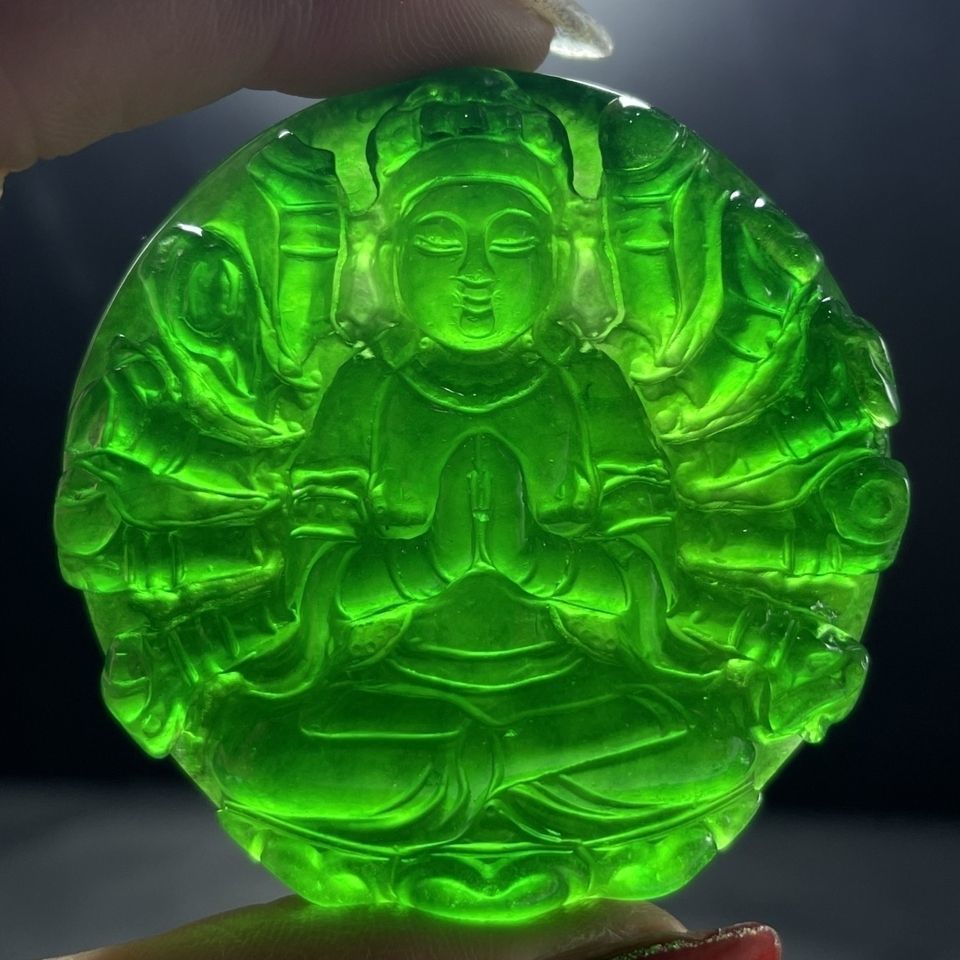 帝王绿玻璃种千手观音吊