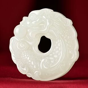 新疆鱼化龙听泉同款鱼化龙吉祥吊坠白玉龙鱼平安扣男女款玉石项链