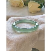 天然玛瑙高冰晴水绿扁条平安手镯油青绿少女马料 珠帘碧荷