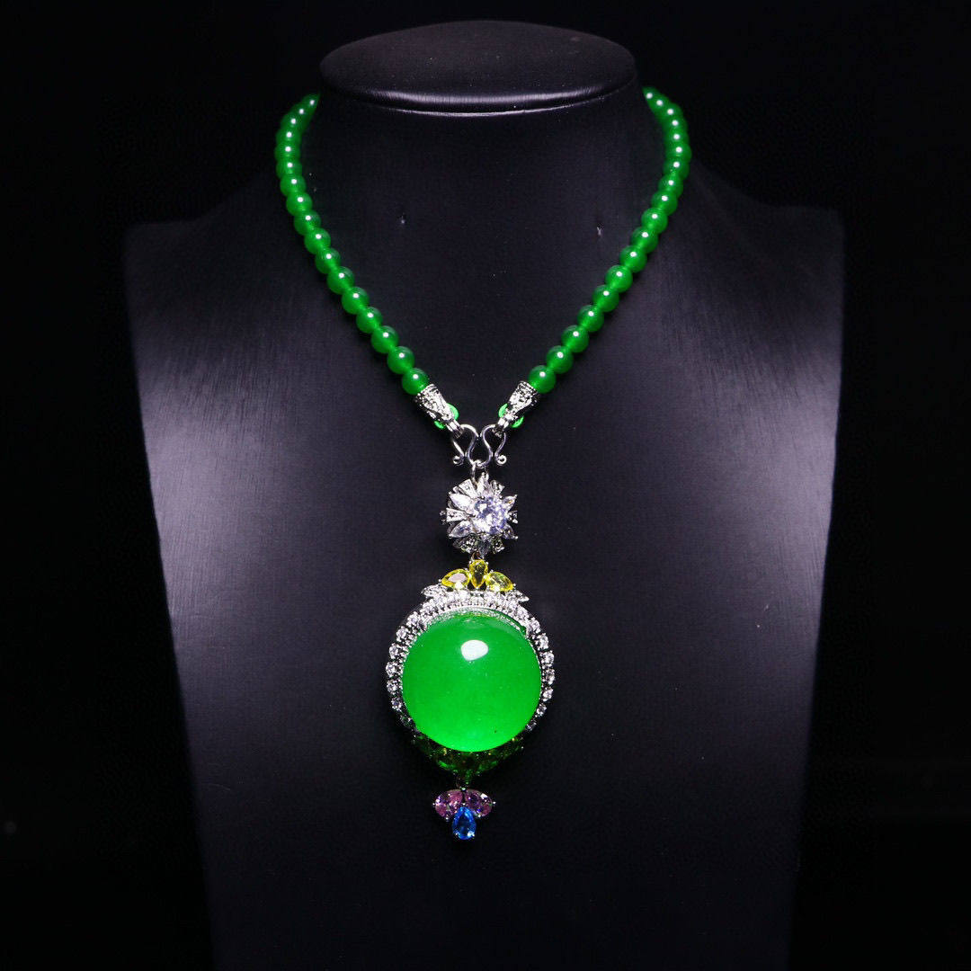 完美高冰精工镶嵌【吊坠】精美饰品送链子送盒子文玩饰品