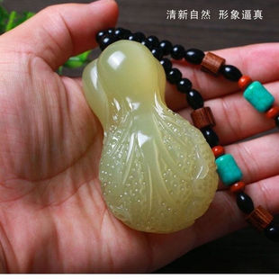 天然新疆阿富汗青白玉白菜手把件龙柱手把件玉石把玩手把件招财
