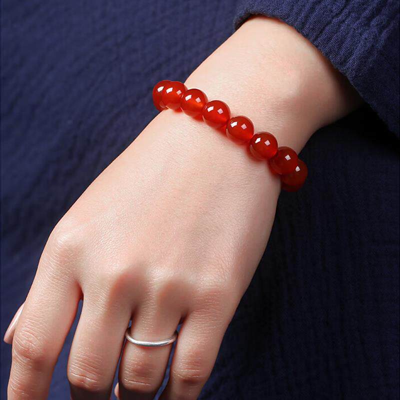 红色玛瑙手串纯天然手链女款diy珠子配饰送闺蜜本命年红玛瑙