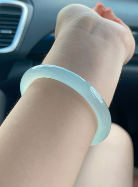 冰种天青冻玉髓手镯女细款