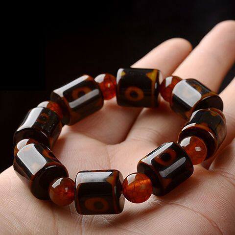 三九眼天珠手串一线药师天珠手链天然玉髓石玛瑙男女情侣西藏佛珠