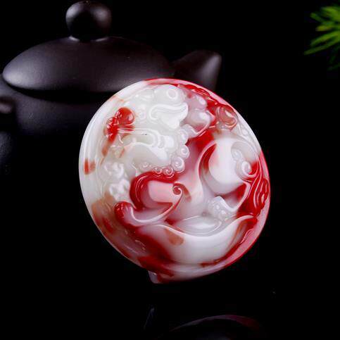 新疆和田玉腰带扣金丝玉貔貅腰佩玉鸡血玉红玉玉佩男款玉石皮带扣