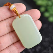 天然青白玉湖水绿无事牌男女情侣平安民族风吊坠送礼首选