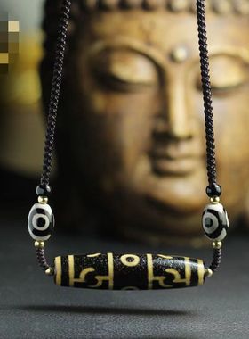 天然西藏九眼天珠莲师三