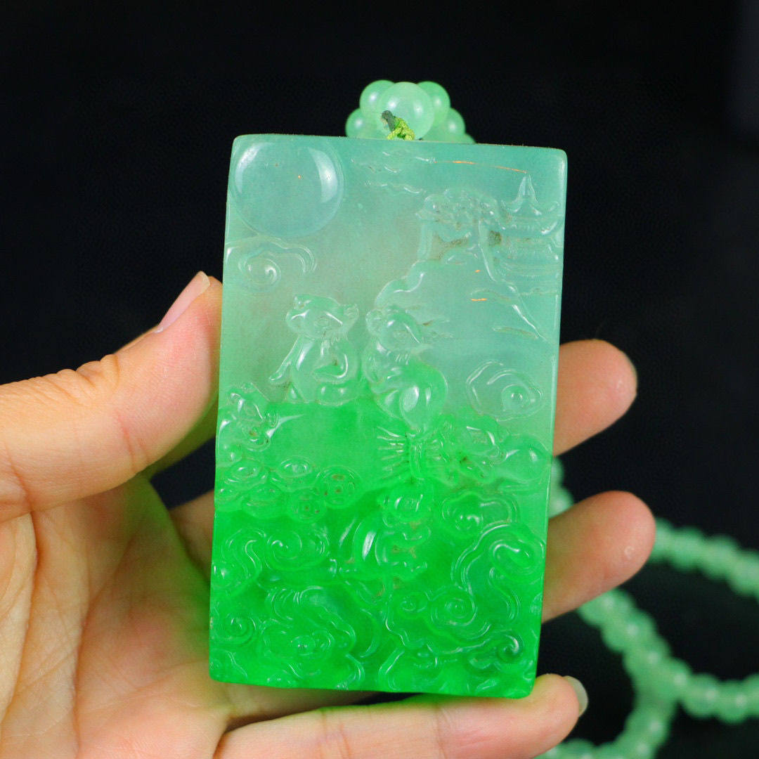 完美高冰精工雕刻【鼠牌】精美饰品送链子送盒子文玩饰品