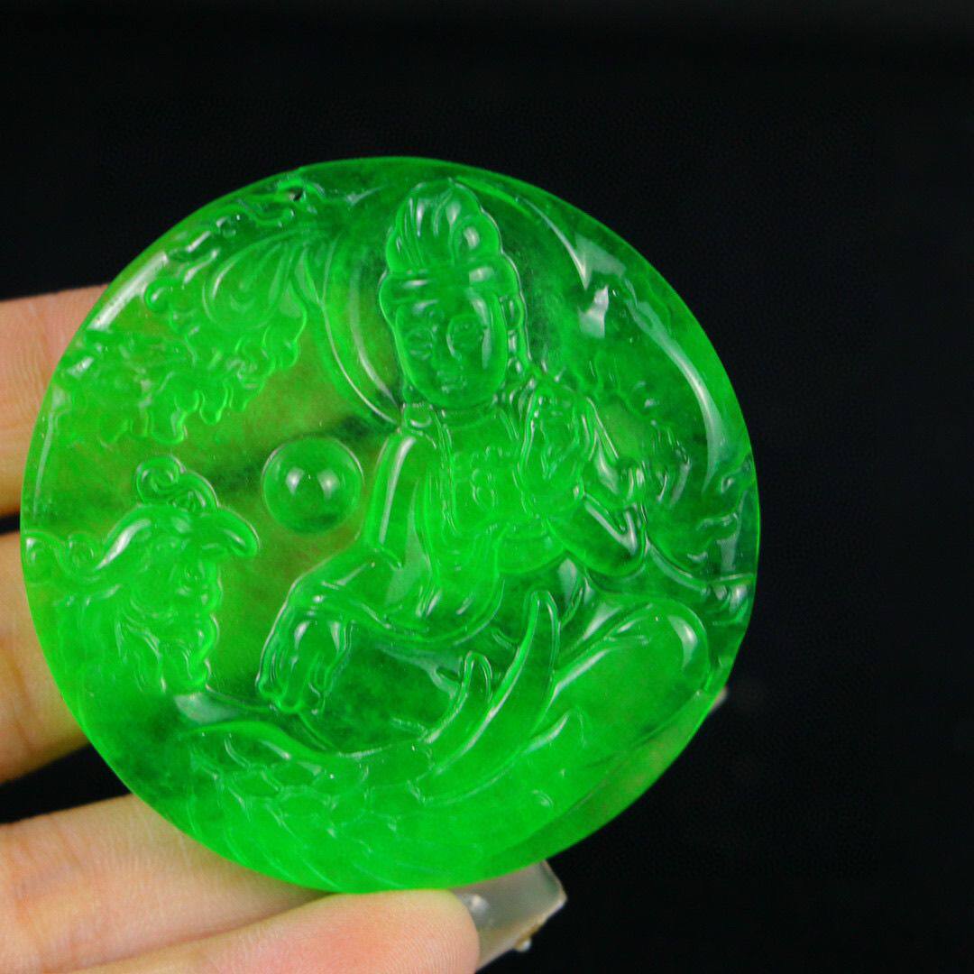 完美高冰精工雕刻【观音牌】精美饰品送链子送盒子文玩饰品