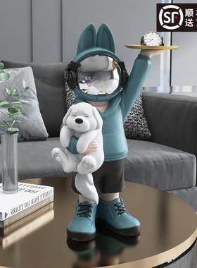 创意宇航员兔子客厅摆件玄关电视柜办公室桌面装饰品乔迁新居礼品