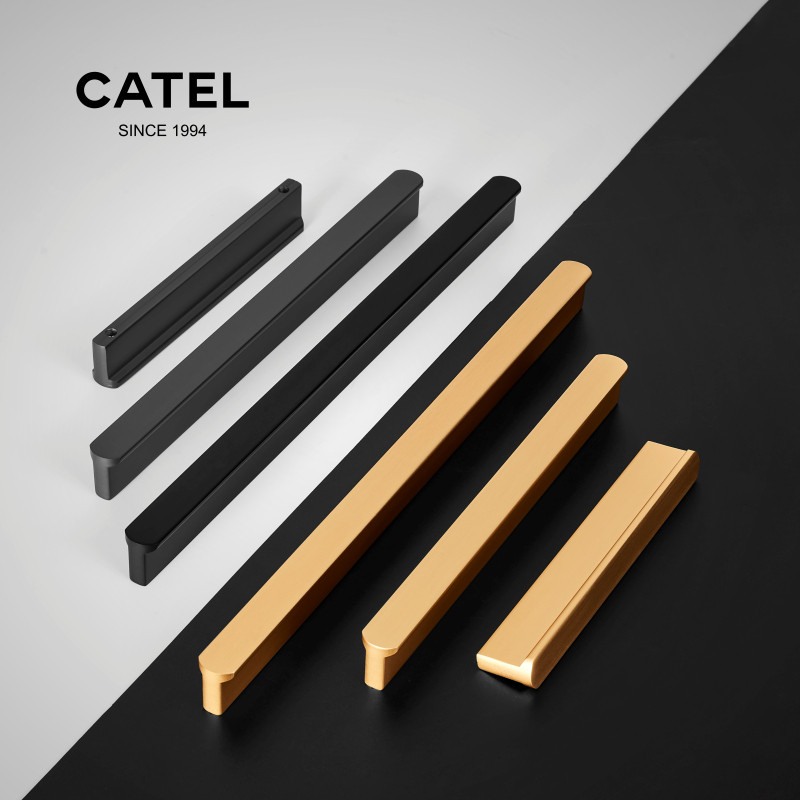 卡特柜门抽屉拉手t型圆头金色现代简约l隐形铝合金柜子橱柜门把手