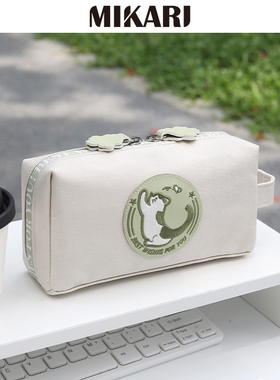 美卡瑞笔袋大容量笔袋樱花抹茶猫收纳可爱小众2025年新款文具盒女生铅笔盒女孩学生初中高中帆布高颜值文具袋