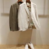 男亚麻薄款 西服套装 男早秋休闲商务纯色通勤透气薄款 大码 修身 西服