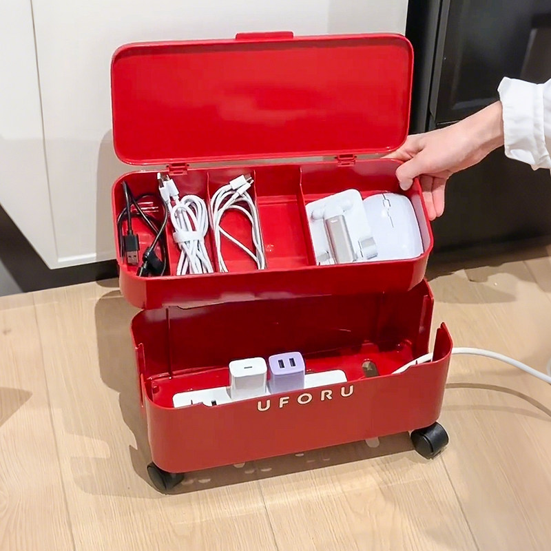 数据线收纳盒可移动插线板理线盒家用桌面手机充电线电源线整理盒