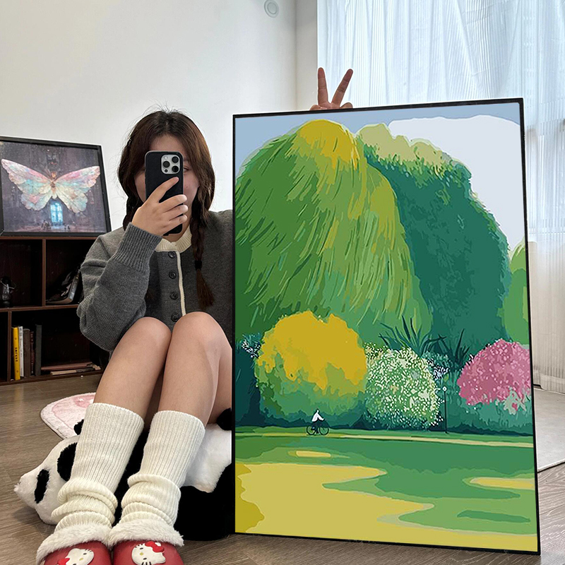 风景数字油画手工diy填充绘色丙烯油彩装饰画画床头客厅玄关挂画图片