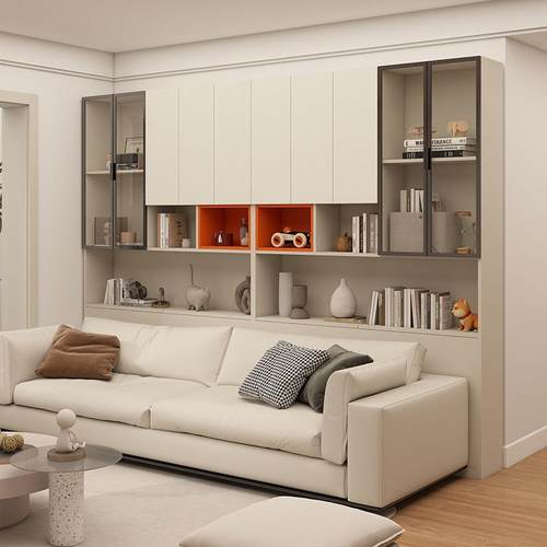 沙发后背靠山柜整墙书架储物柜