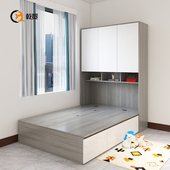 榻榻米床衣柜一体小户型实木高箱储物单人床带抽屉连衣柜一体组合