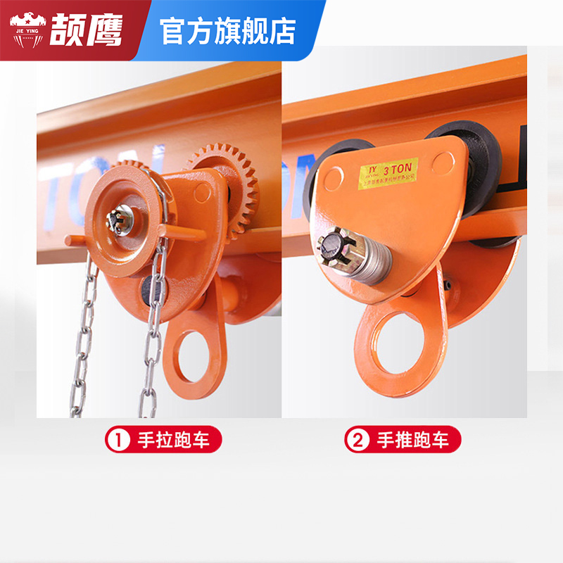 颉鹰单轨工字钢3/5t手推跑车