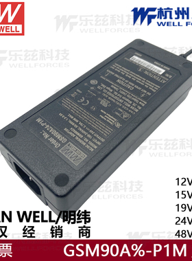 台湾明纬GSM90A15-P1J 90W医疗级电源适配器12V/24V/48V稳压电源