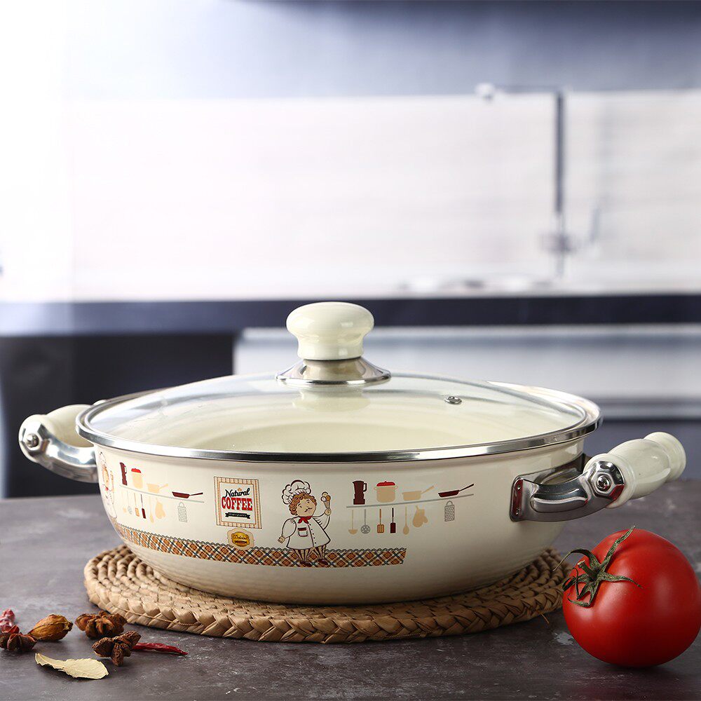 芙蓉润家搪瓷汤锅火锅盆电磁炉家用大号浅汤锅高级珐琅锅双耳锅具,厨房/烹饪用具,火锅,淘宝优惠券,粉丝福利购,淘宝优惠卷