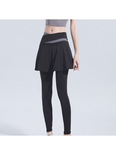 泳裤女长裤防走光假两件速干保守大码显瘦防晒黑色健身跑步夏季