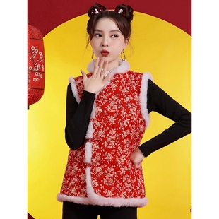 东北大花棉袄女马甲冬季新款衣服碎花农村村姑妈妈装国风大码