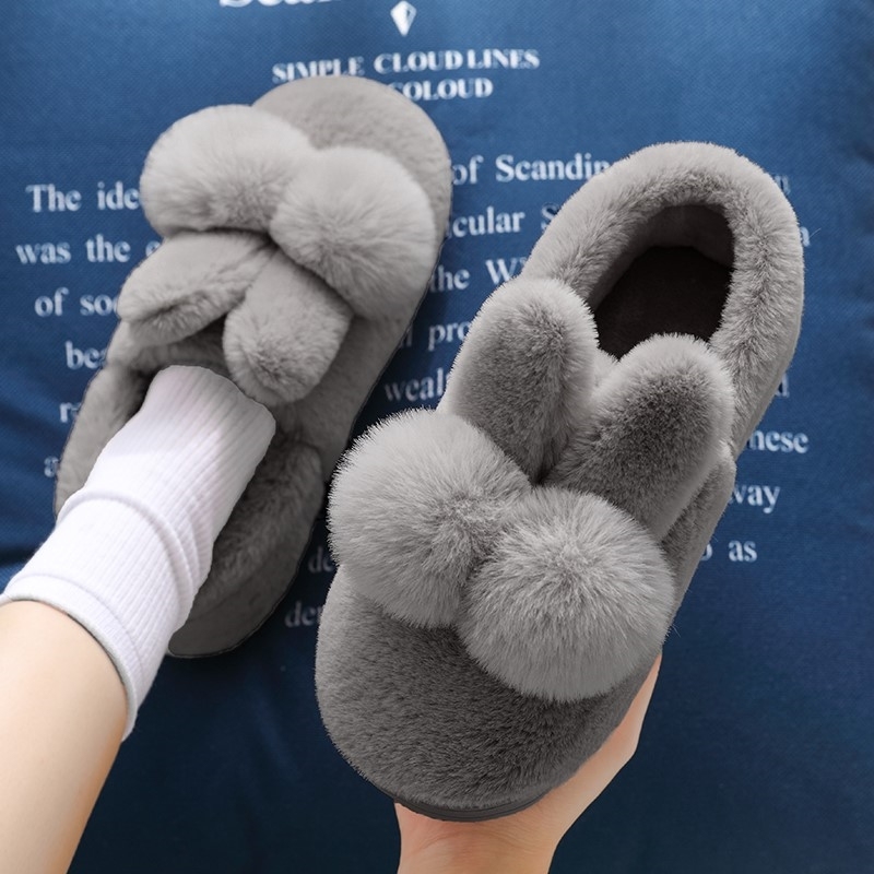 毛毛拖鞋女冬天可爱网红时尚家居室内保暖包头毛毛绒兔子棉拖秋冬