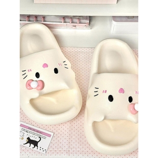 白色女夏外穿海边可爱家居室内一字拖洗澡防滑防臭 hellokitty拖鞋