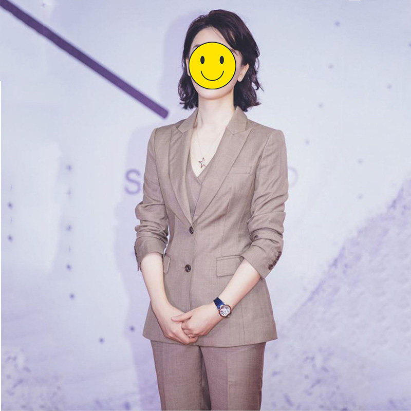 明星陈数同款西服马甲直筒裤女士