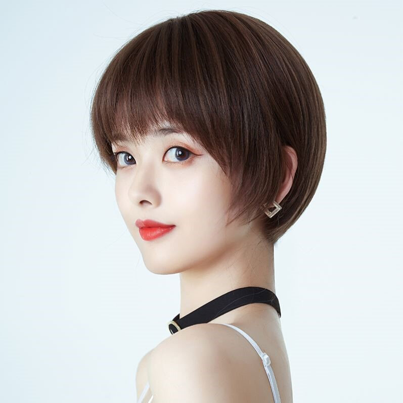 假发套女真人发丝中年减龄真发短发造型头套女士发s型逼真假头发.