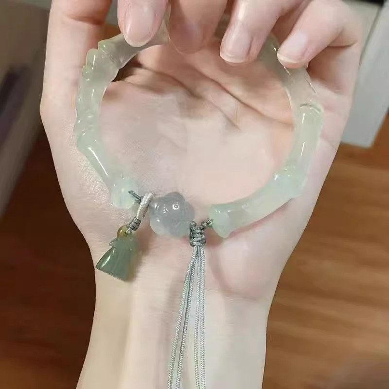 新中式莲花手镯女手链古风手镯轻奢感新中式手工编织闺蜜生日礼物