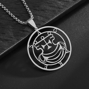 复古项链不锈钢撒旦钥匙洗礼邮票吊坠饰品吊坠男潮嘻哈钛钢毛衣链