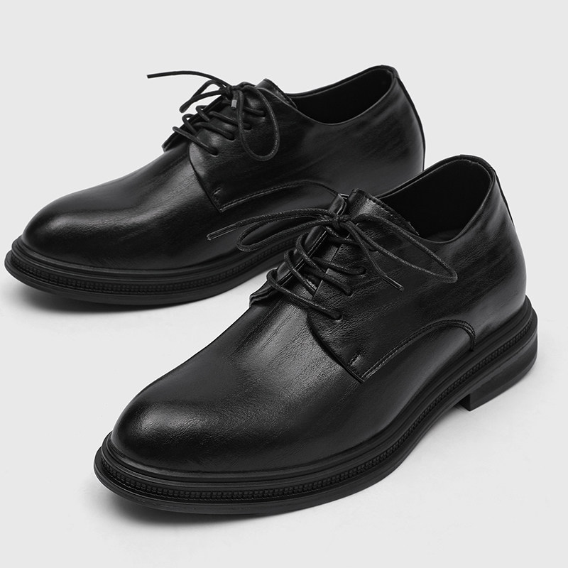 皮鞋男士商务正装高级感隐形内增高7cm皮鞋西装英伦风新郎婚鞋子