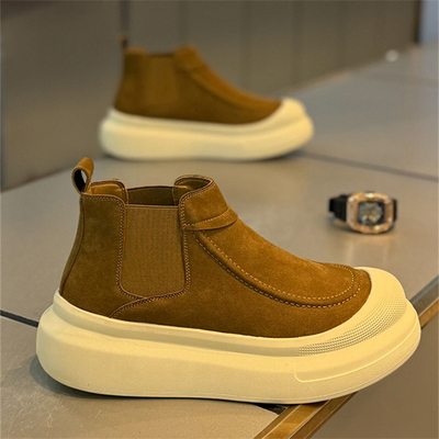 高帮男鞋秋冬季一脚蹬鞋子加绒保暖百搭休闲鞋男士厚底增高板鞋潮