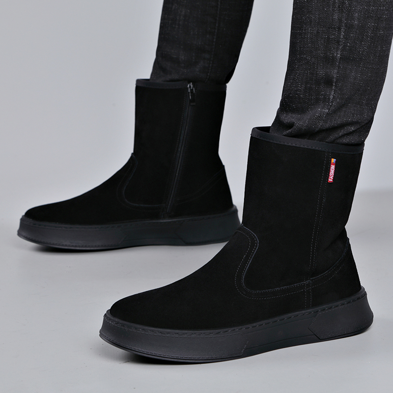 雪地靴男冬季加绒保暖加厚中筒东北棉靴户外羊毛防水防滑高帮棉鞋
