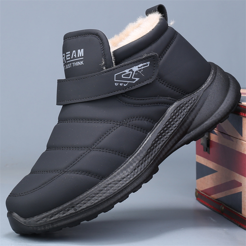 高帮棉鞋男士冬季加绒保暖轻便软底爸爸鞋子魔术贴加厚防滑雪地靴