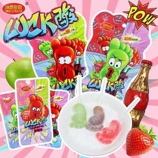 网红酸粉可爱脚丫子棒棒糖草莓苹果可乐味三种混合零食小卖部超市