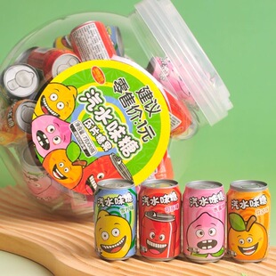 怀旧易拉罐水蜜桃可乐雪柠芬达汽水混合味糖果小卖部批发儿童零食
