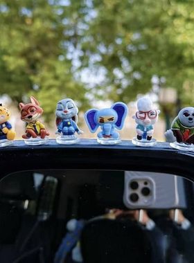 疯狂动物城联名限量肩靠肩手办盲盒公仔-尼克朱迪盲盒车载摆件