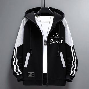 开衫卫衣男秋冬季青少年帅气休闲上衣服初高中学生加绒加厚外套装