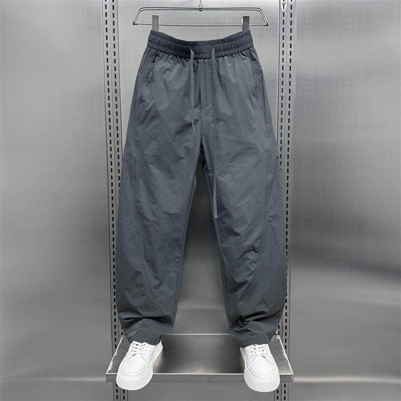 夏季薄款透气速干户外运动裤男士潮牌宽松直筒纯色抽绳痞帅休闲裤