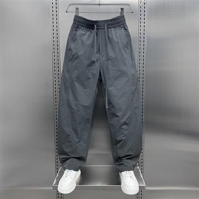 夏季薄款透气速干户外运动裤男士潮牌宽松直筒纯色抽绳痞帅休闲裤