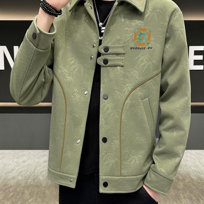 秋冬季翻领夹克男韩版潮流短款风衣男装高档痞帅休闲毛呢外套青年