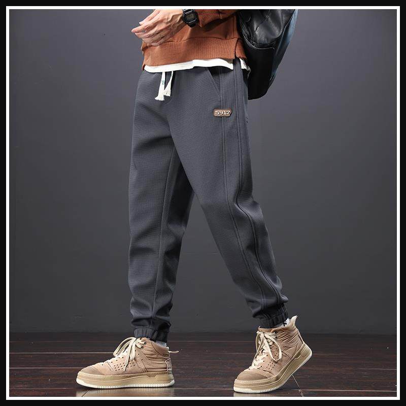 2025抽绳新款宽松束脚运动卫裤男士男生夏季薄款工装休闲裤子春秋