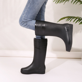 女士时尚 长筒防水雨靴加厚牛筋底水靴子防滑胶鞋 高筒雨鞋 外穿水鞋