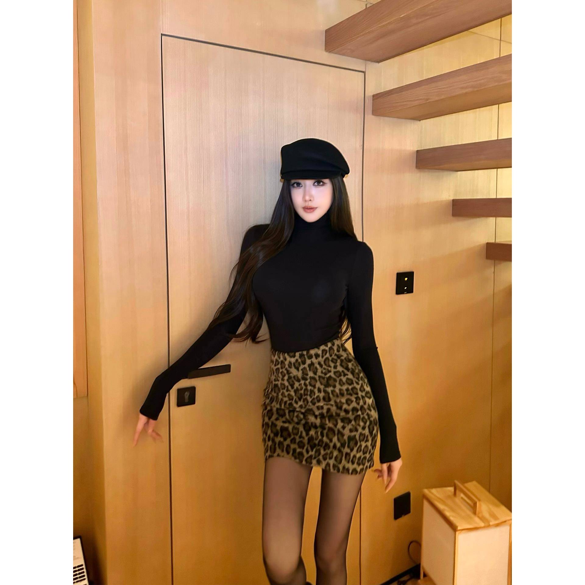 SX善喜3色入堆堆领针织打底衫女亲肤弹力修身内搭上衣高领长袖T恤